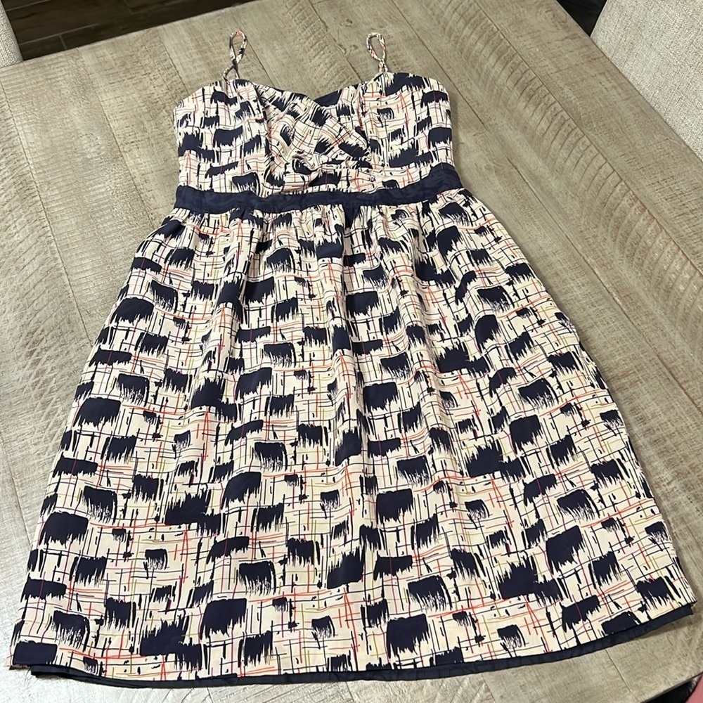 Anthropologie "Blurred Shapes Dress" by Burlapp, Strapless, 100% Silk, 8
